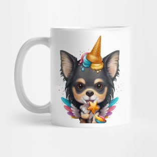 Tricolor Long Coat Chihuahua Ice Cream Unicorn Mug